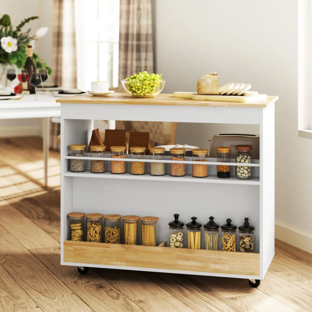 Homcom Keukenwagen Eiken - 107x50x85cm