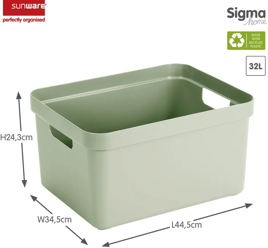 Sunware Sigma Opbergbox 32L - 3 Stuks Lichtgroen