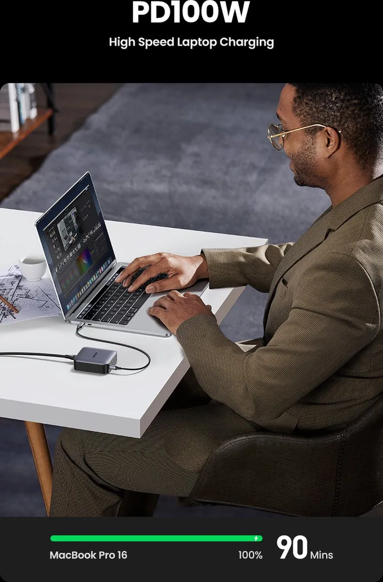 Ugreen Nexode 100W 90928 USB-C/A Lader - 4 Poorten