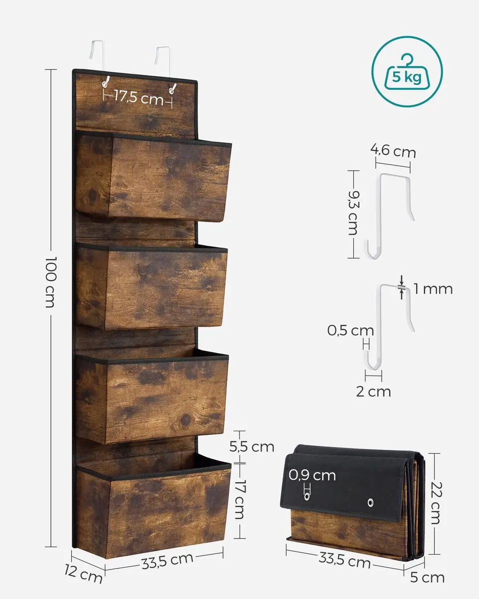 Songmics Hangrek 4 Vakken Vintagebruin