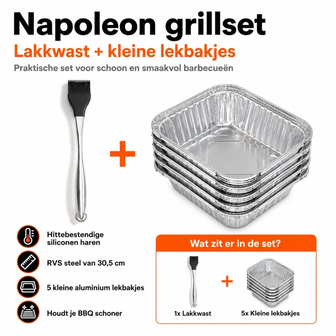 Napoleon Grillset Lakkwast - 6 Stuks - Zilver/Zwart