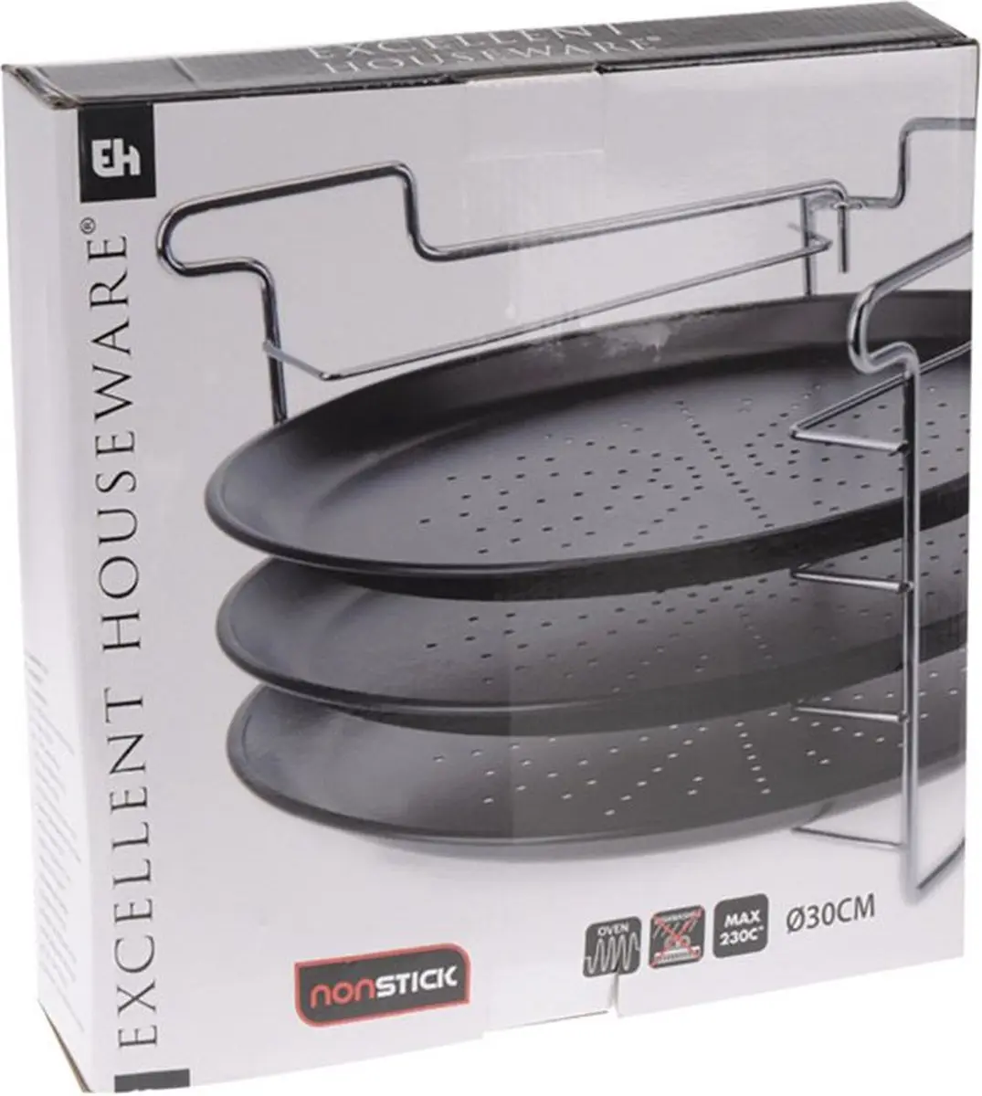 Excellent Houseware Pizza Bakset 30cm - 4-delig - Grijs