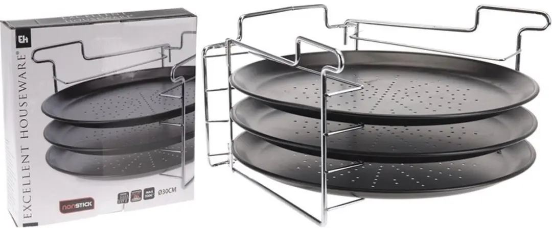Excellent Houseware Pizza Bakset 30cm - 4-delig - Grijs