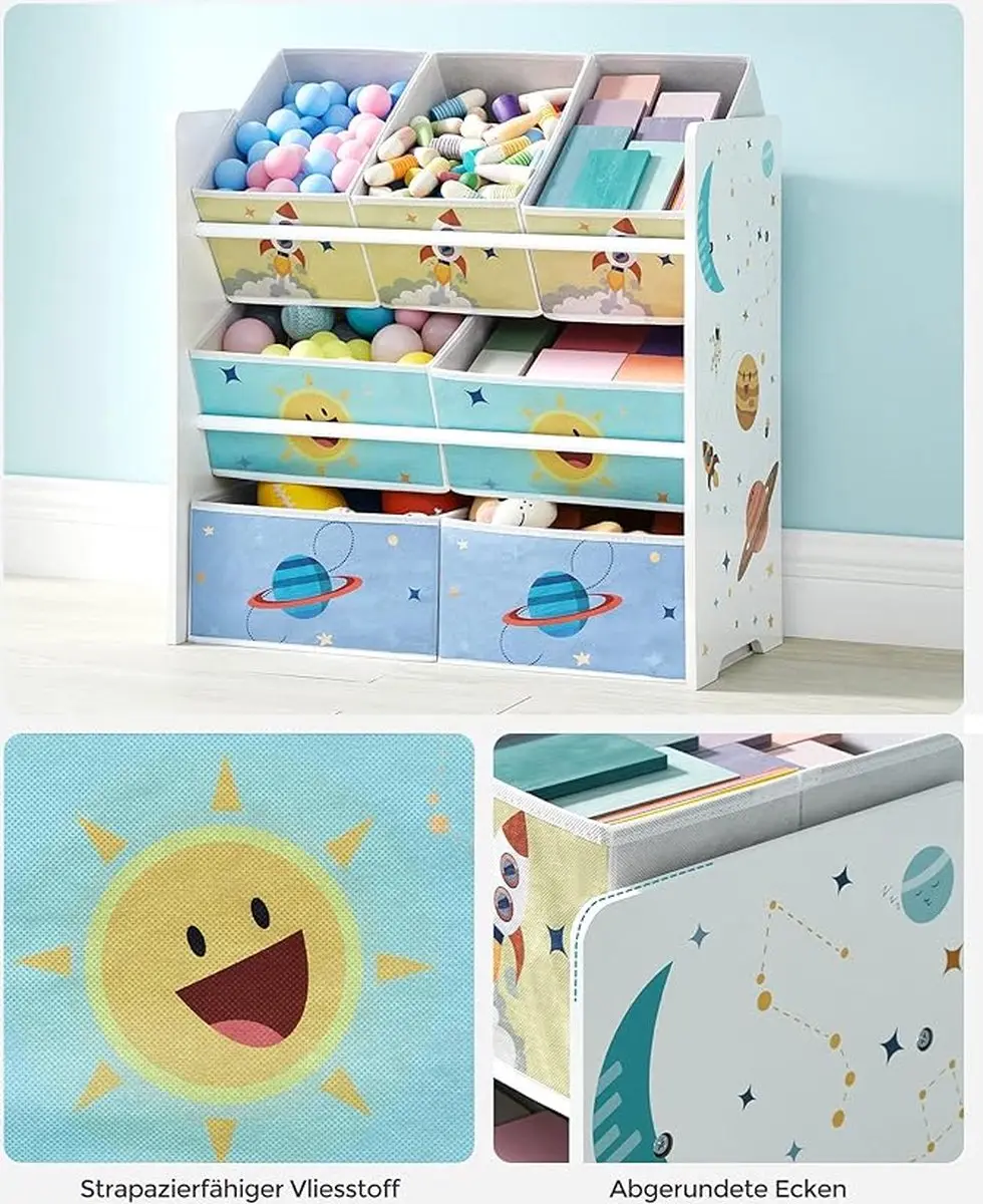 Songmics Kinderkamerplank GKR034W01 - 7 Opbergdozen - 110L - Wit - afbeelding 6 van 6