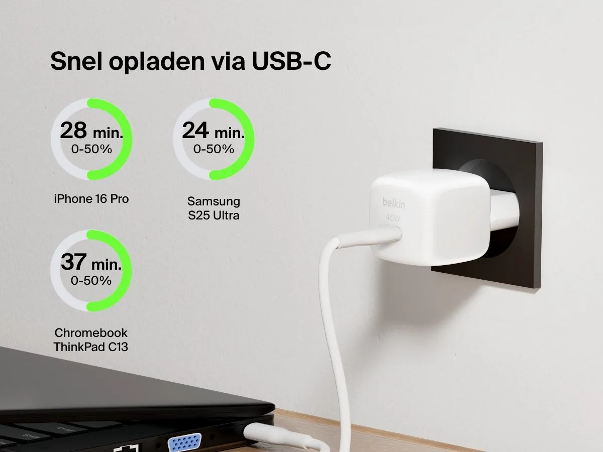 Belkin WCA013KQWH USB-C Wandlader 45W - Wit