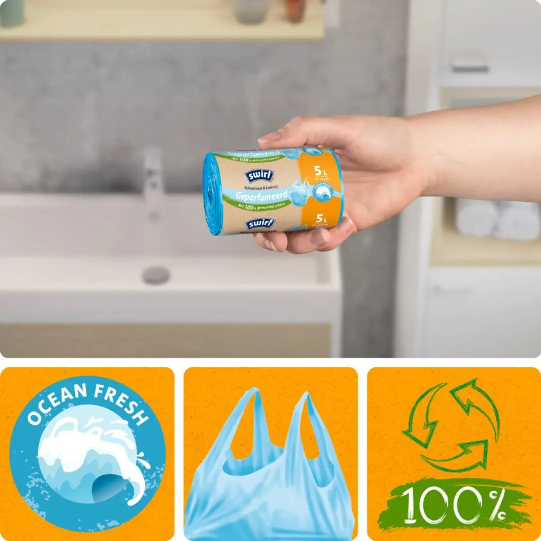 Swirl Pedaalemmerzakken Ocean Fresh 5L - 45 Stuks - Blauw
