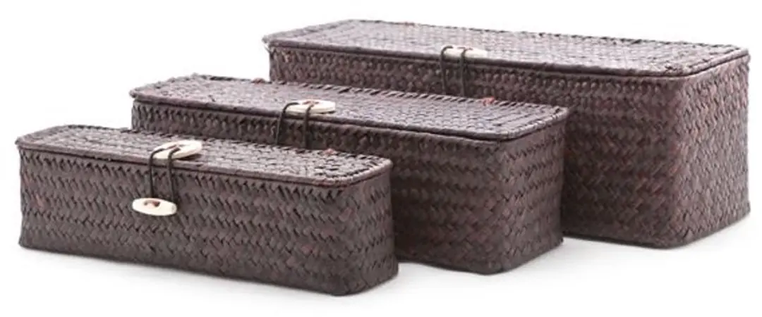 Cosy & Trendy Set3 Rieten Mandje Rechthoekig Bruin