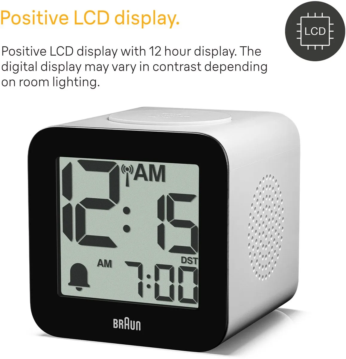 Braun BC25WP-DCF Digitale Wekker - Radiogestuurd - LCD - Licht - Zwart/Wit