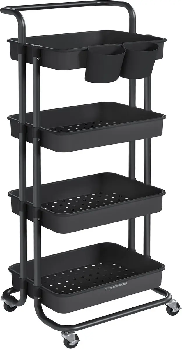 Songmics Serveerwagen 4 lagen - Zwart - afbeelding 6 van 6