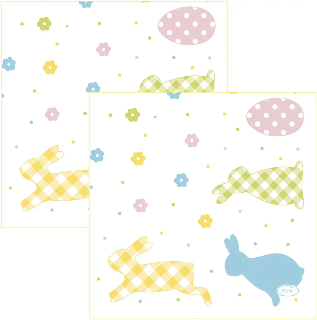 Duni Paas Servetten Bunnies and Eggs - 40 Stuks - 24x24cm - 3-laags - Multi pastel
