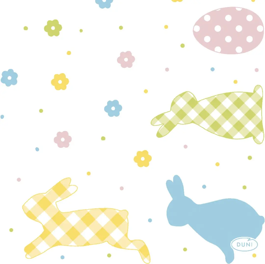 Duni Paas Servetten Bunnies and Eggs - 40 Stuks - 24x24cm - 3-laags - Multi pastel