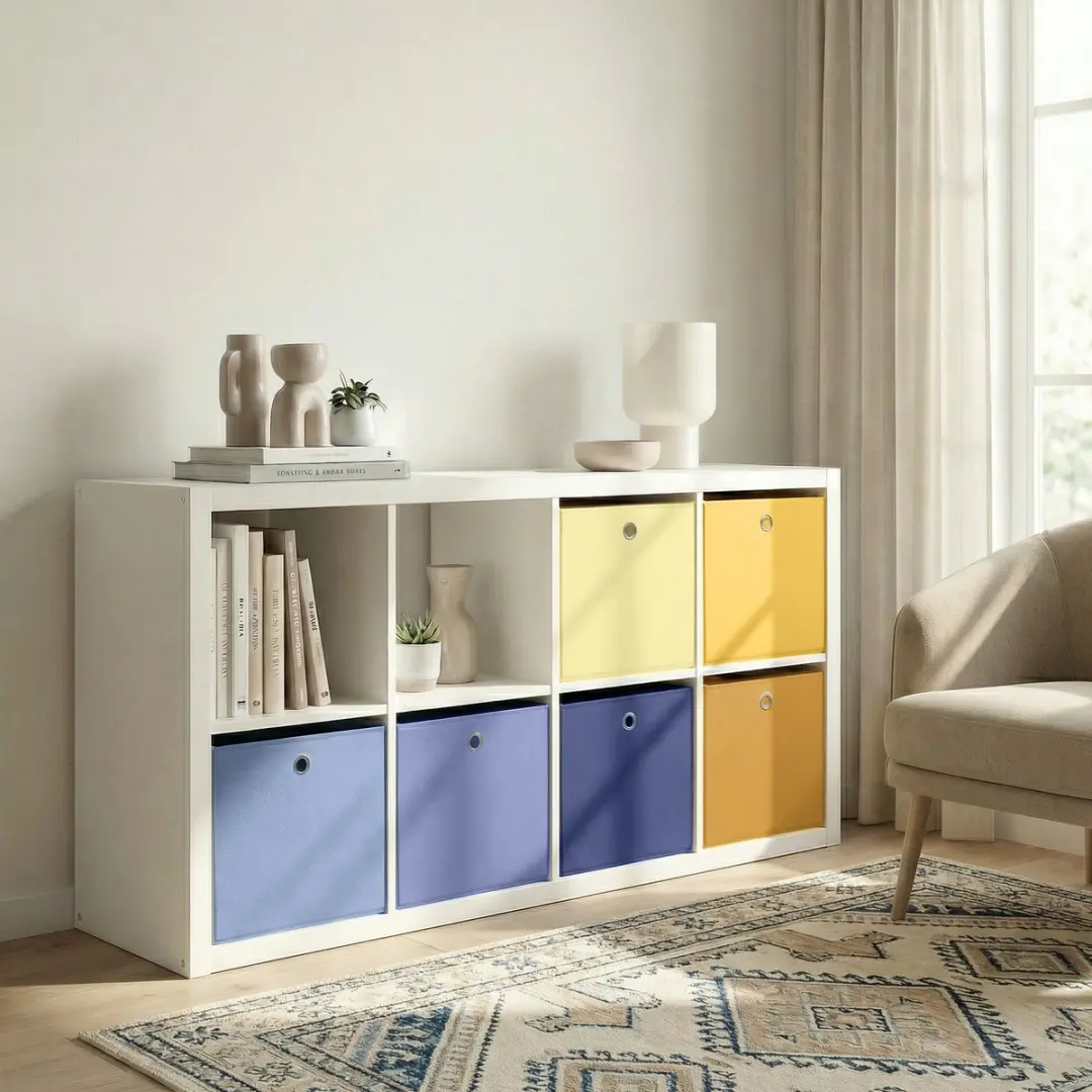 Songmics Opbergbox RFB230XA09 - 6 Stuks - 27L - Lichtblauw/Mistblauw/Havenblauw/Pastelgeel/Gembergeel