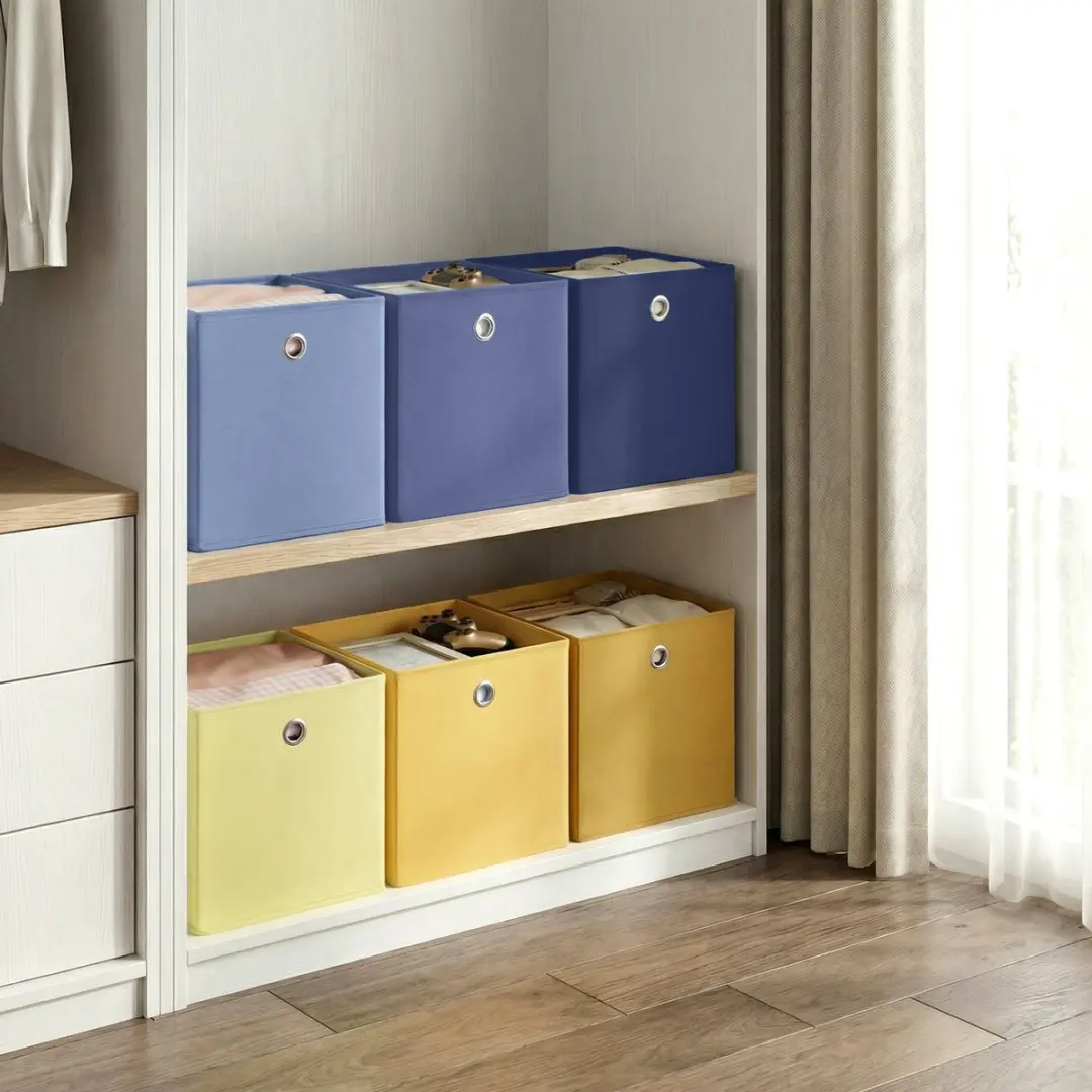 Songmics Opbergbox RFB230XA09 - 6 Stuks - 27L - Lichtblauw/Mistblauw/Havenblauw/Pastelgeel/Gembergeel