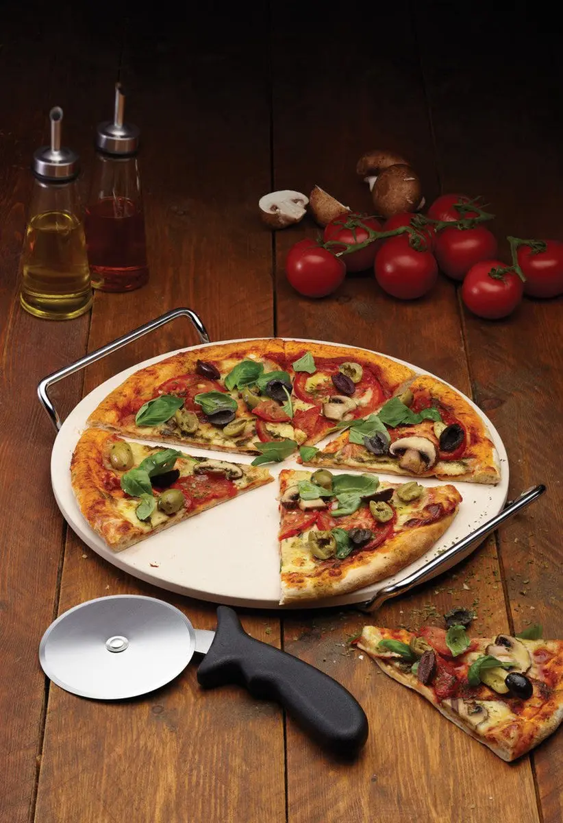 KitchenCraft Pizzasteen 33cm - Zwart