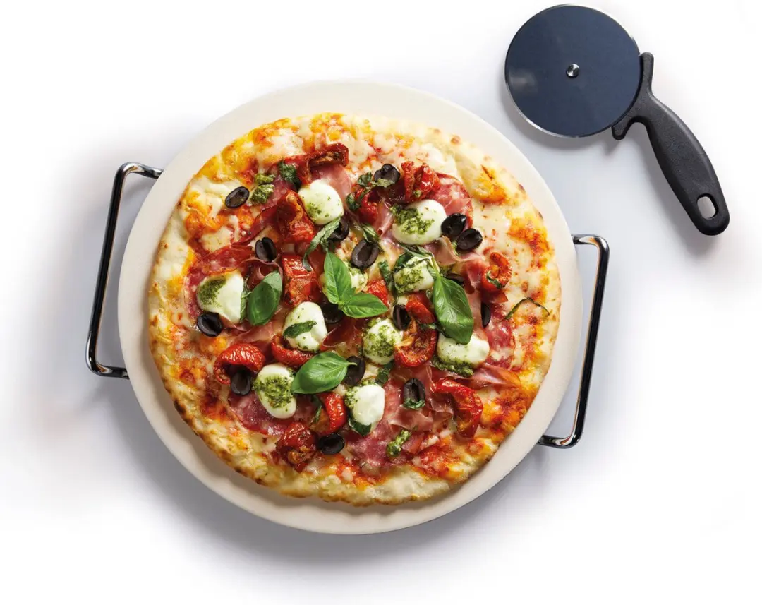 KitchenCraft Pizzasteen 33cm - Zwart