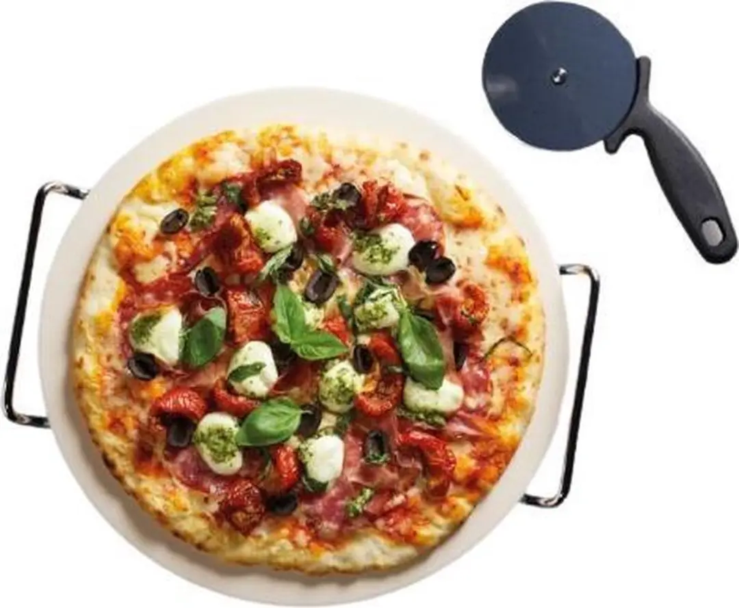 KitchenCraft Pizzasteen 33cm - Zwart - afbeelding 6 van 6