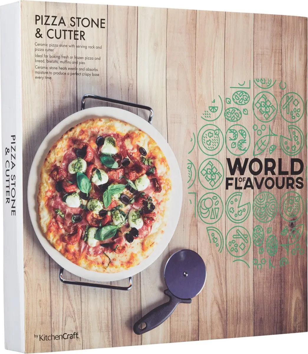 KitchenCraft Pizzasteen 33cm - Zwart