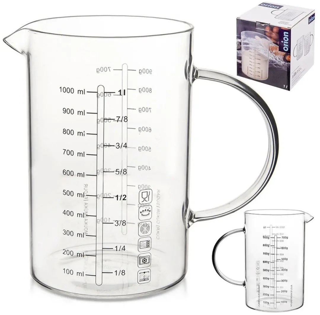 Orion Keuken Maatbeker Borosilicaatglas 1L - Transparant