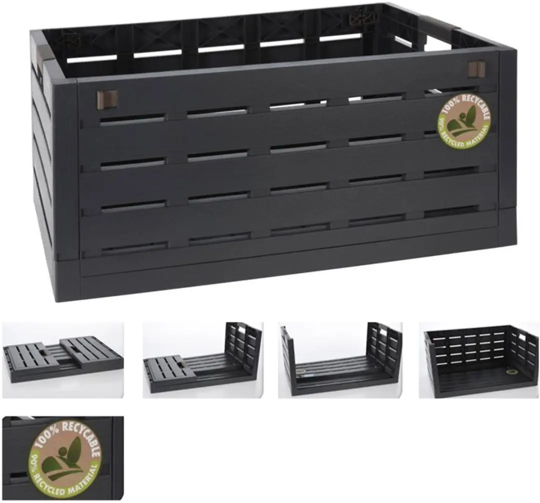 Excellent Houseware Inklapbare Boodschappenkrat Antraciet 60L - afbeelding 4 van 5