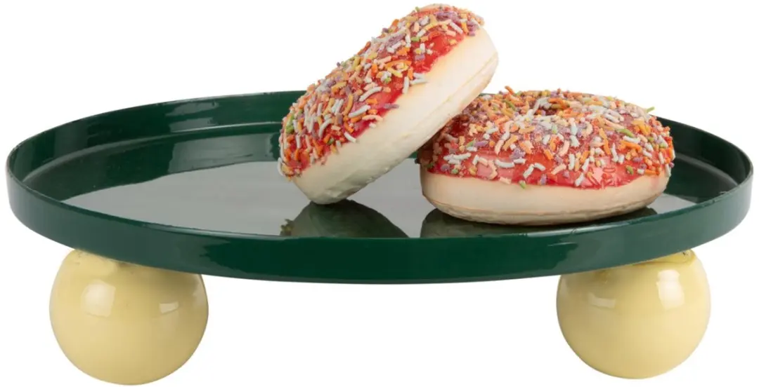 Present Time Double Funky Rond Dienblad - Groen 25x25cm
