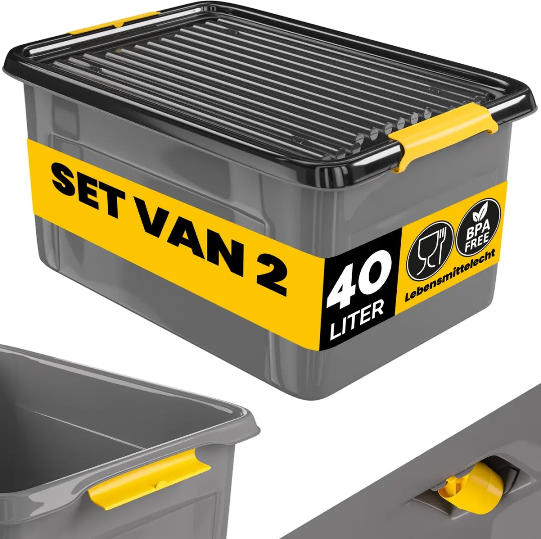 Monzana Opbergbox 40L Antraciet - Set van 2