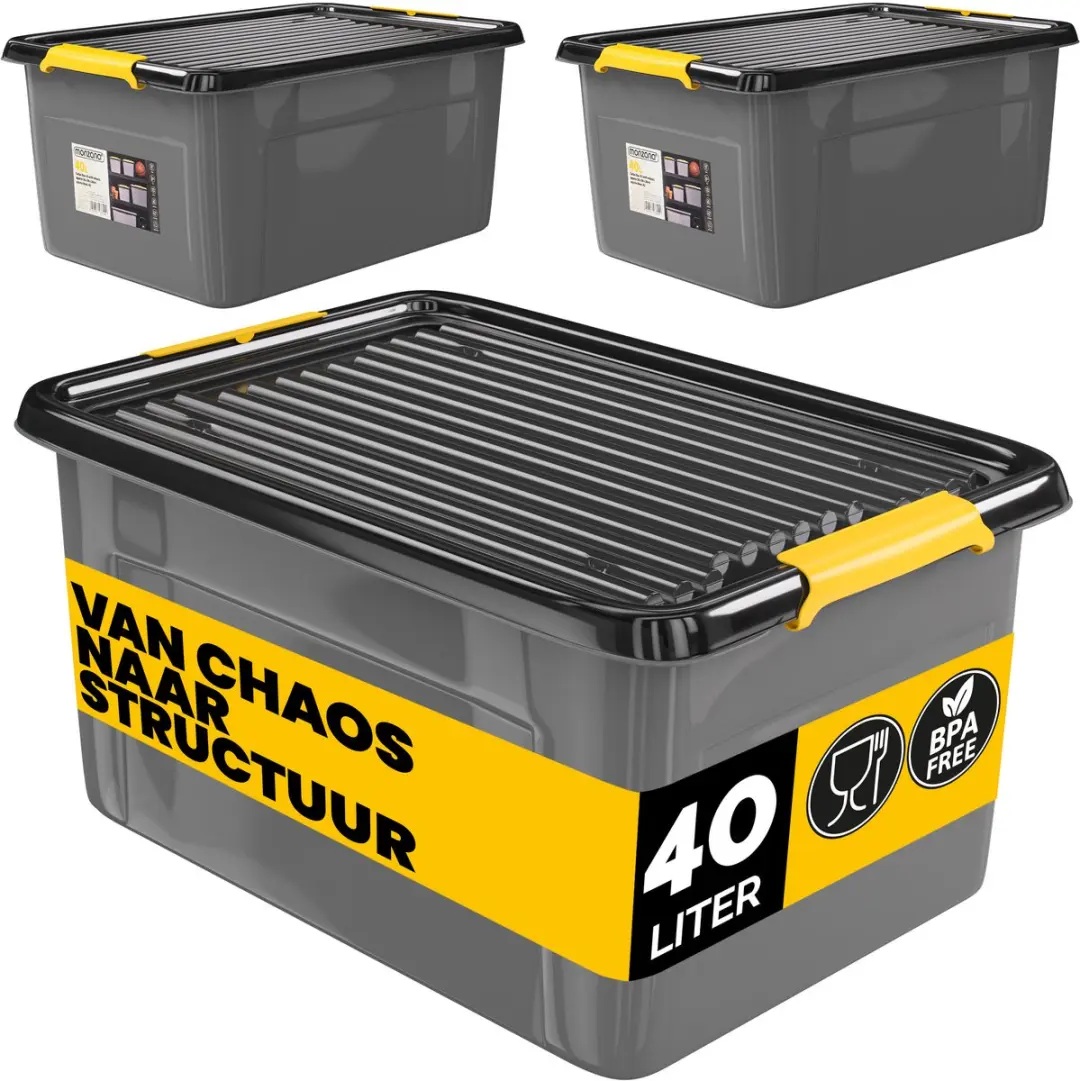 Monzana Opbergbox 40L Antraciet - Set van 2