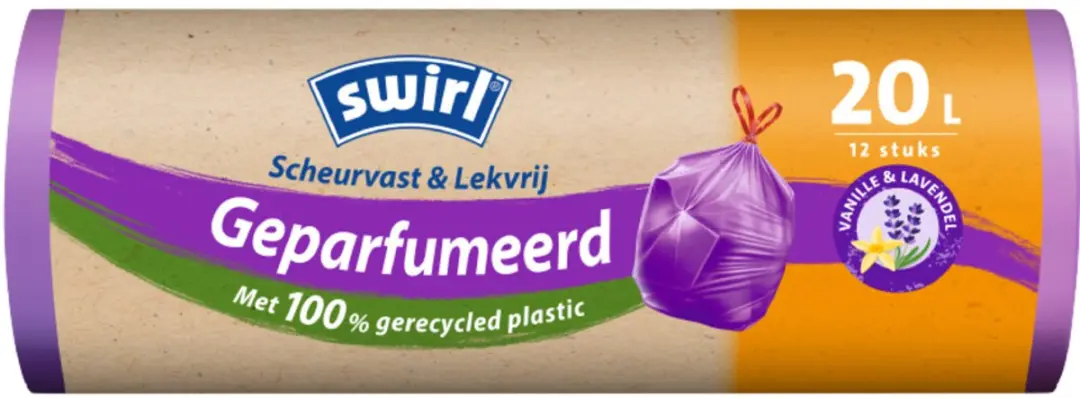 Swirl Pedaalemmerzakken Trekband Geparfumeerd 20L - 24 Stuks - Paars