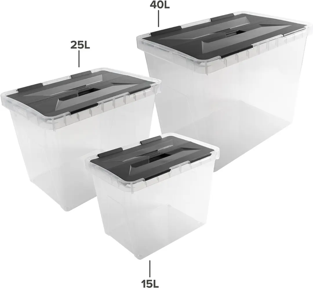 Sunware Onyx Opbergbox 25L - 42.4x28.1x31.3cm - Transparant/Grijs
