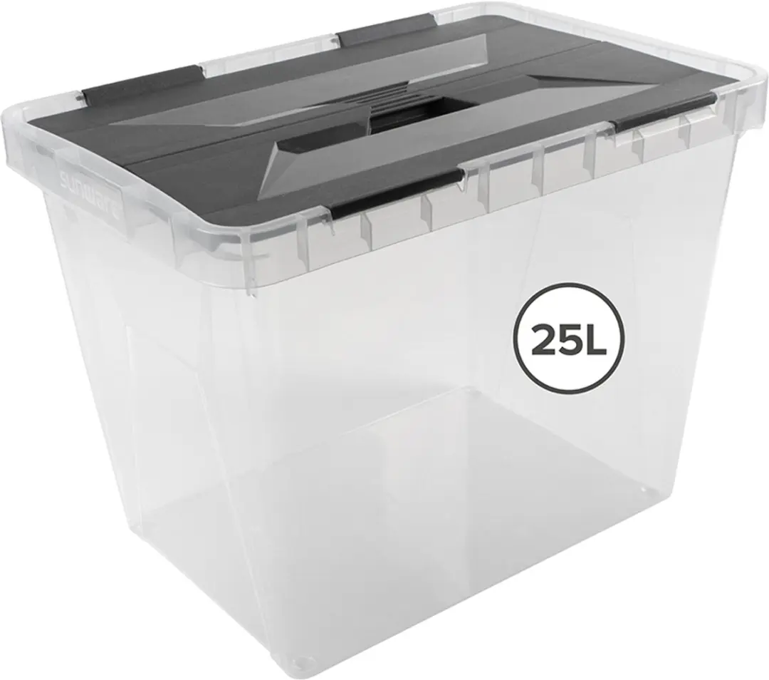 Sunware Onyx Opbergbox 25L - 42.4x28.1x31.3cm - Transparant/Grijs