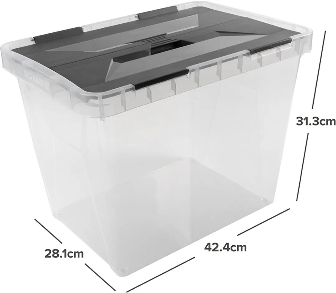 Sunware Onyx Opbergbox 25L - 42.4x28.1x31.3cm - Transparant/Grijs