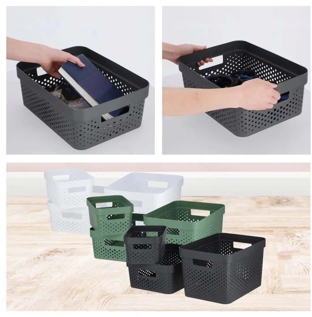 Curver Infinity Recycled Dots Opbergbox 11L - Antraciet