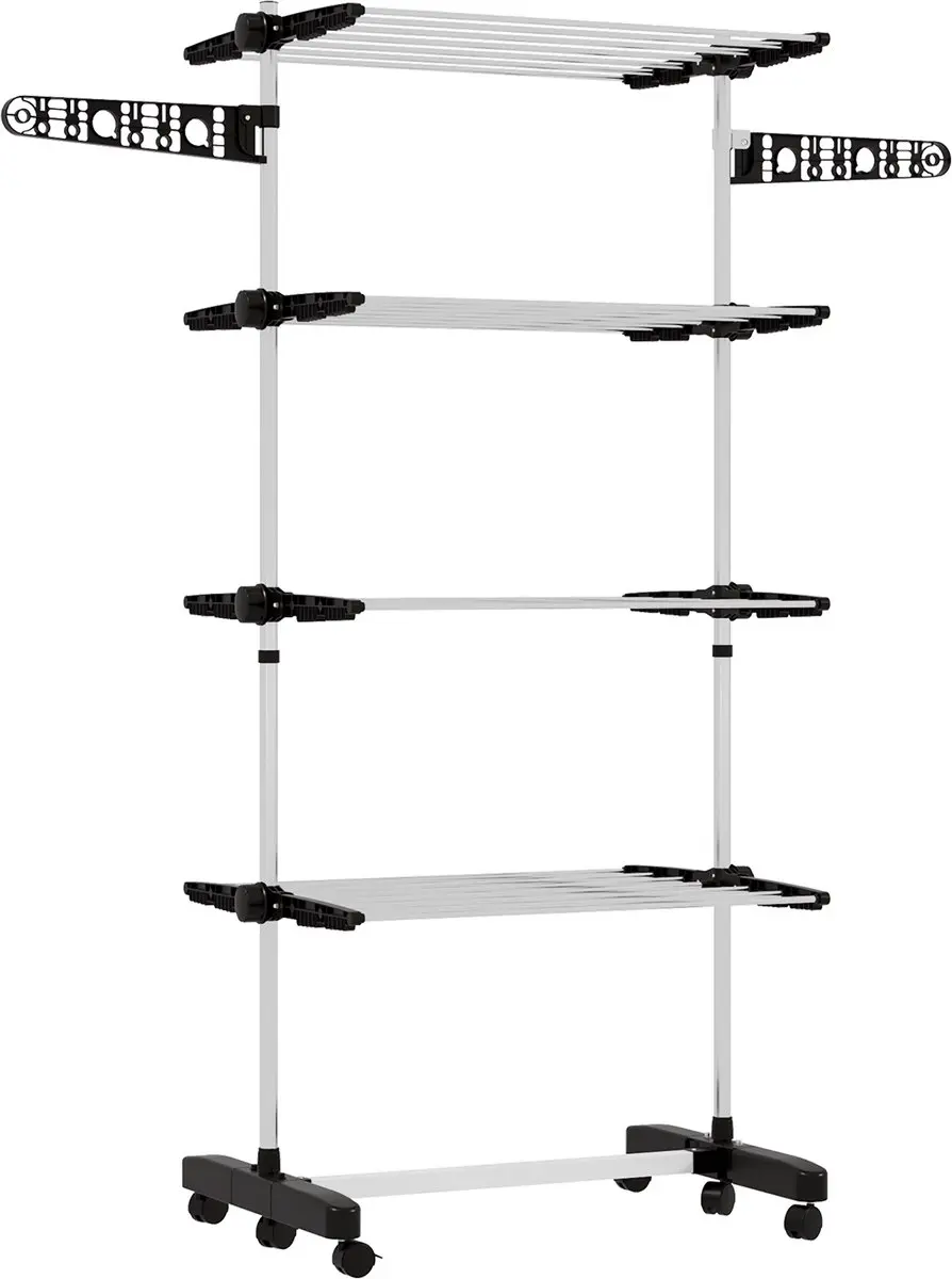 Homcom Edelstahl Wäscheständer 142x55x172cm - Zwart