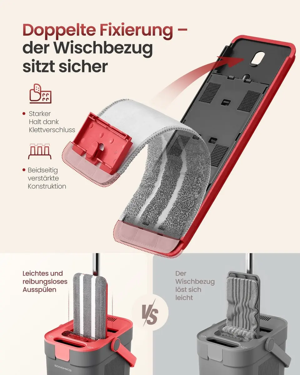 Songmics Dweilset - Grijs-Rood