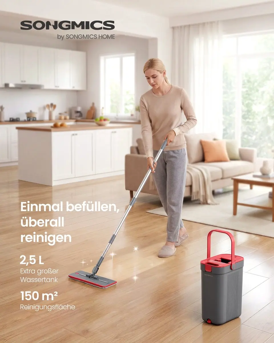 Songmics Dweilset - Grijs-Rood