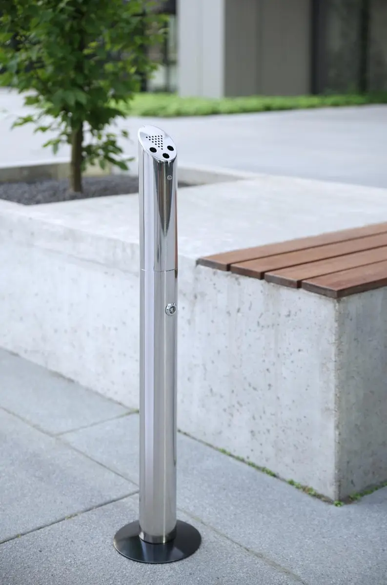HENDI 440223 Staande Zuil Asbak - 920mm - RVS