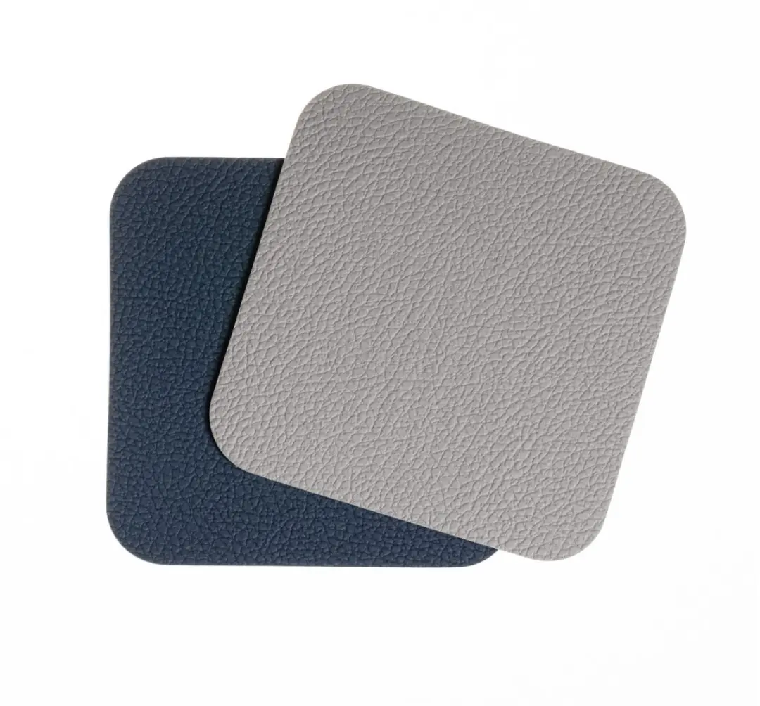 Cookinglife Onderzetters Vegan Leer Grijs/Blauw - 6 Stuks