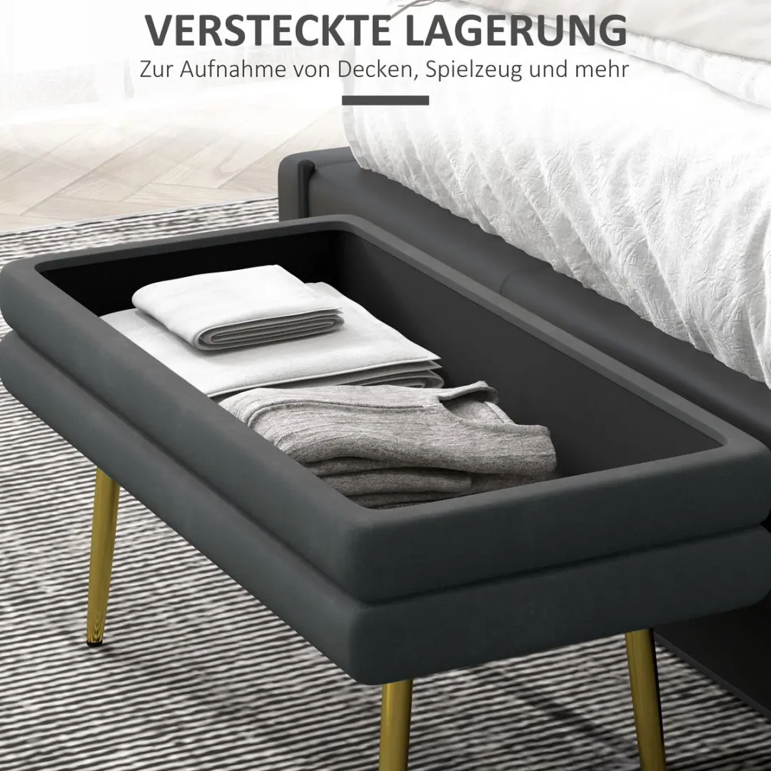 Homcom Sitzbank met Verborgen Opbergvak - Grijs - afbeelding 6 van 6