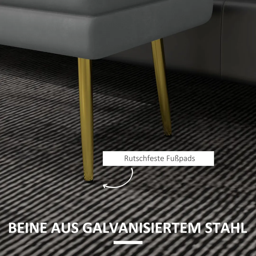 Homcom Sitzbank met Verborgen Opbergvak - Grijs - afbeelding 2 van 6