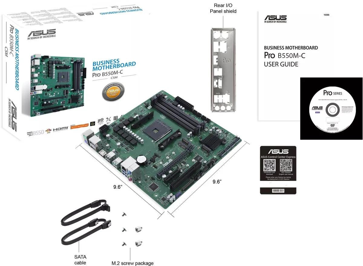 ASUS PRO B550M-C/CSM AM4 B550 Micro-ATX Moederbord