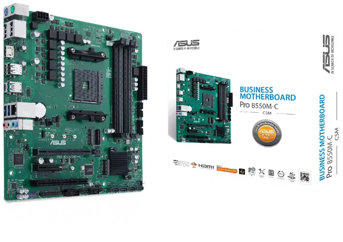 ASUS PRO B550M-C/CSM AM4 B550 Micro-ATX Moederbord
