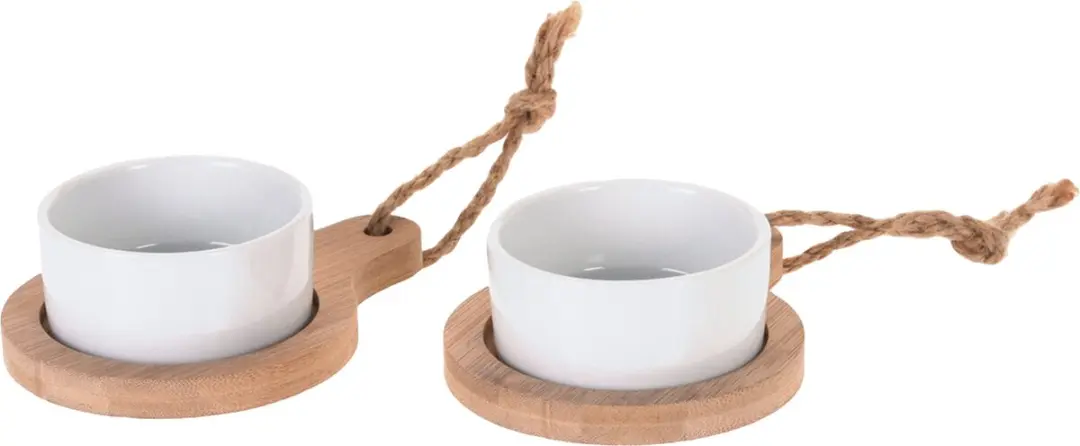 Excellent Houseware Serveerschaaltjes op Plankje - 4 Stuks - Porselein