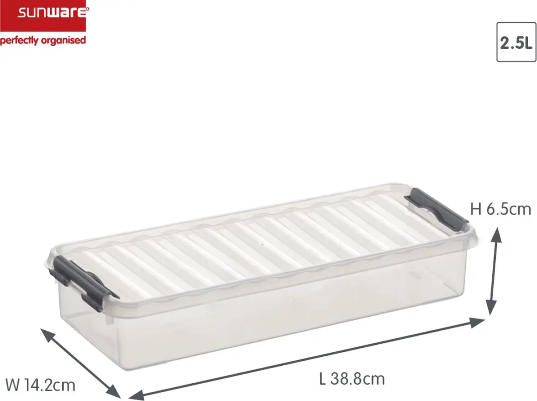 Sunware Q-line Opbergbox 2,5L - 38,8x14,2x6,5cm Grijs - afbeelding 2 van 3