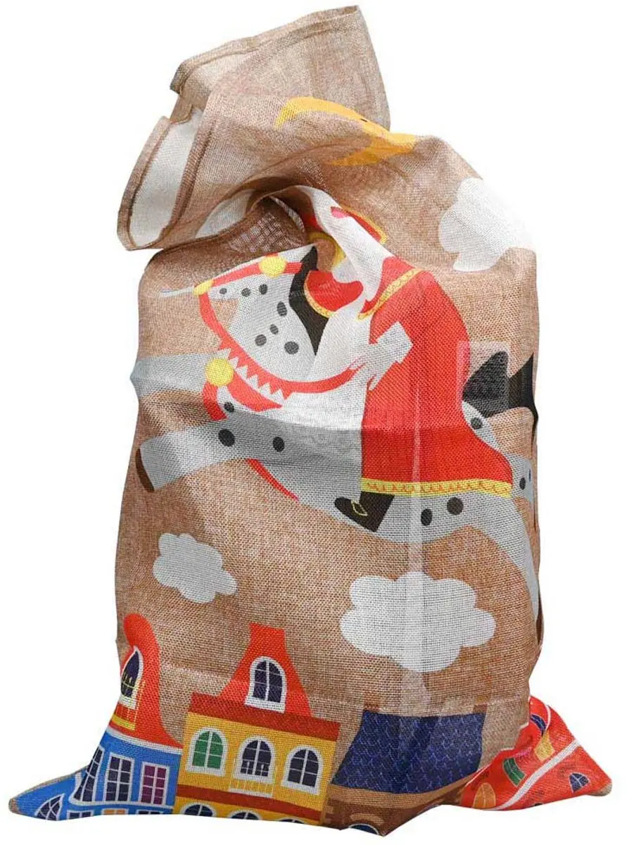 Johntoy Jute Sinterklaas Cadeauzak 80x50cm - Meerkleurig - afbeelding 2 van 2