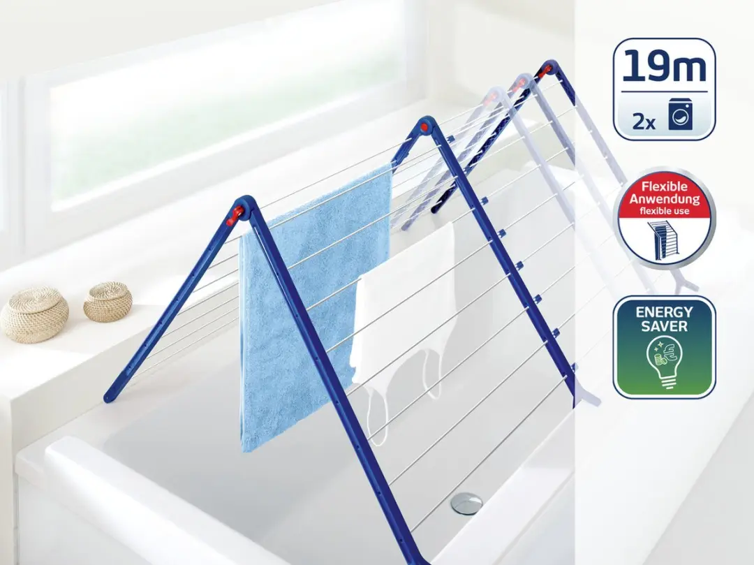 Leifheit Pegasus Badkuipdroger Duo - 9,6-18,9m - Wit/Blauw