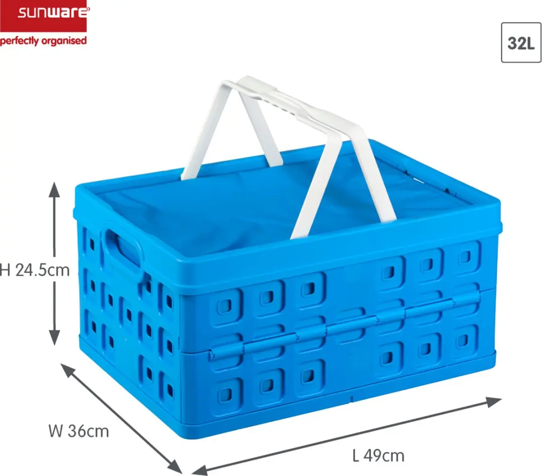 Sunware Square Vouwkrat 32L - 49x36x24,5cm Blauw