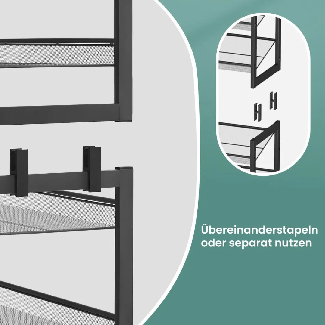 Songmics Schoenenrek 12 lagen - 48 paar - Zwart
