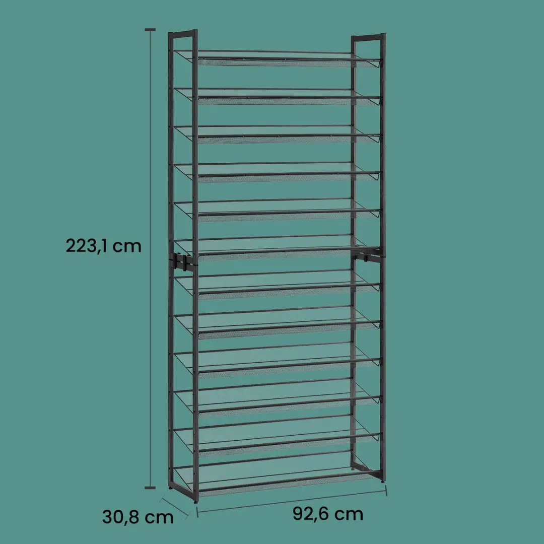Songmics Schoenenrek 12 lagen - 48 paar - Zwart