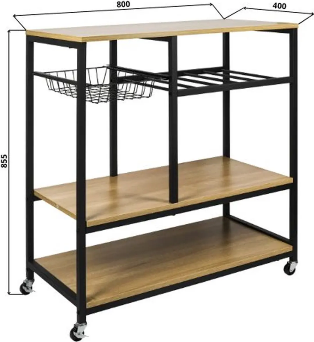 Erro ERROREK498871 Keukentrolley - 80x40x85cm - Zwart