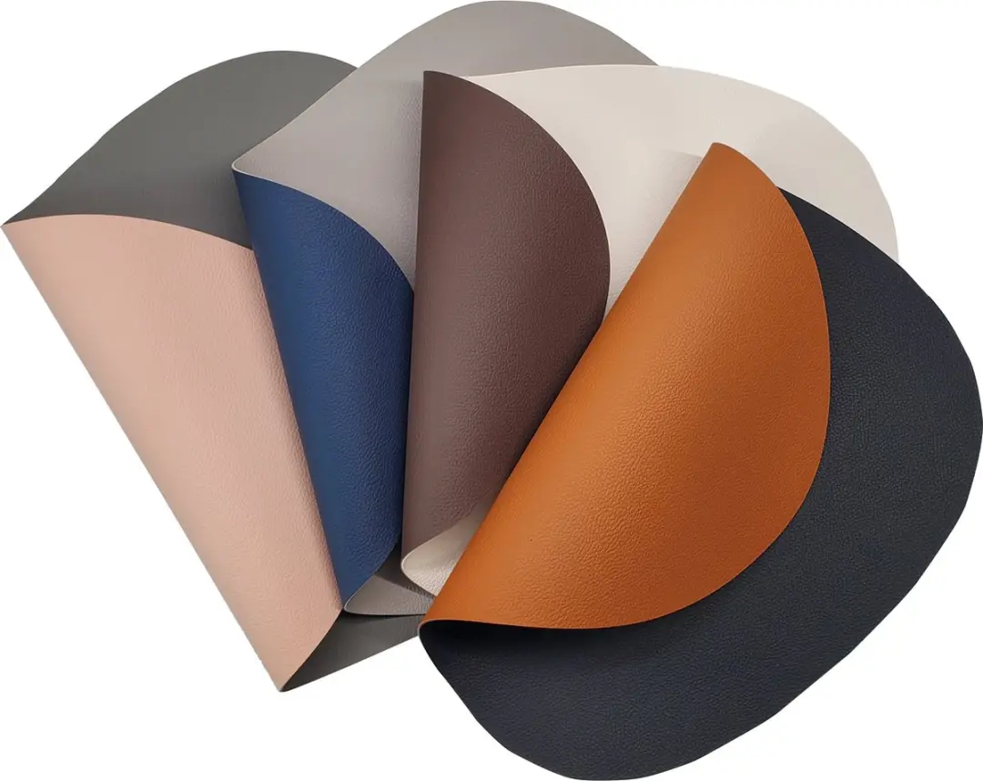 Kade 171 Eivormige Placemats Lederlook 6 Stuks - 44x37cm - Wit/Bruin