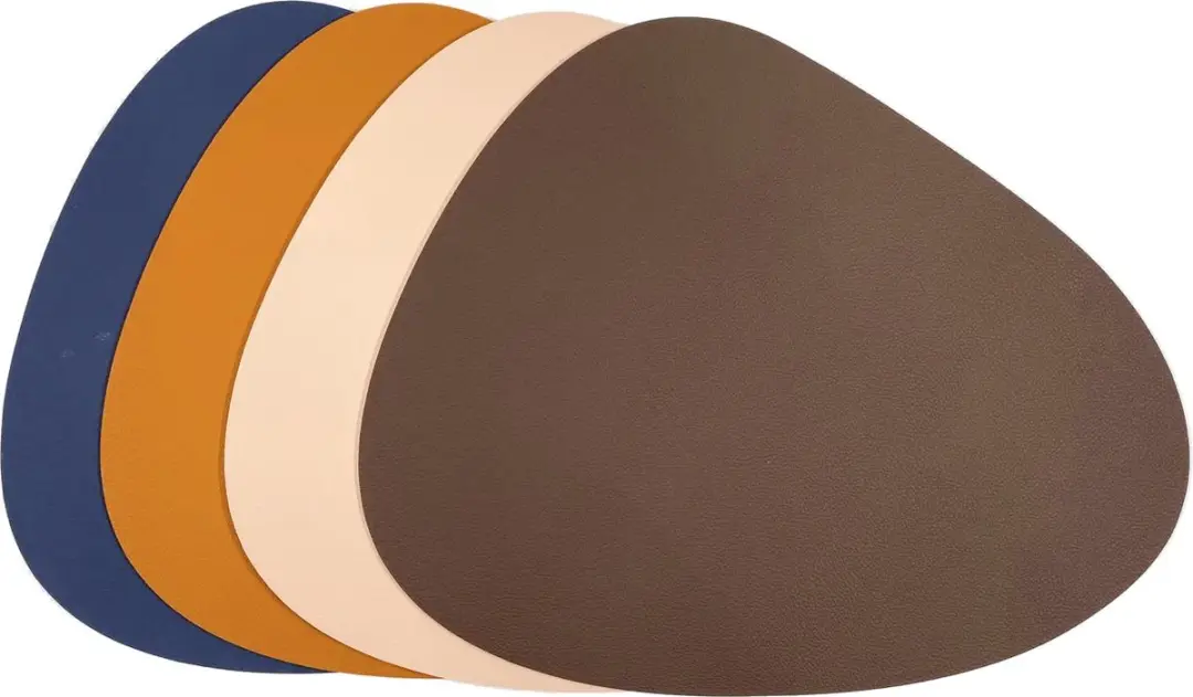 Kade 171 Eivormige Placemats Lederlook 6 Stuks - 44x37cm - Wit/Bruin